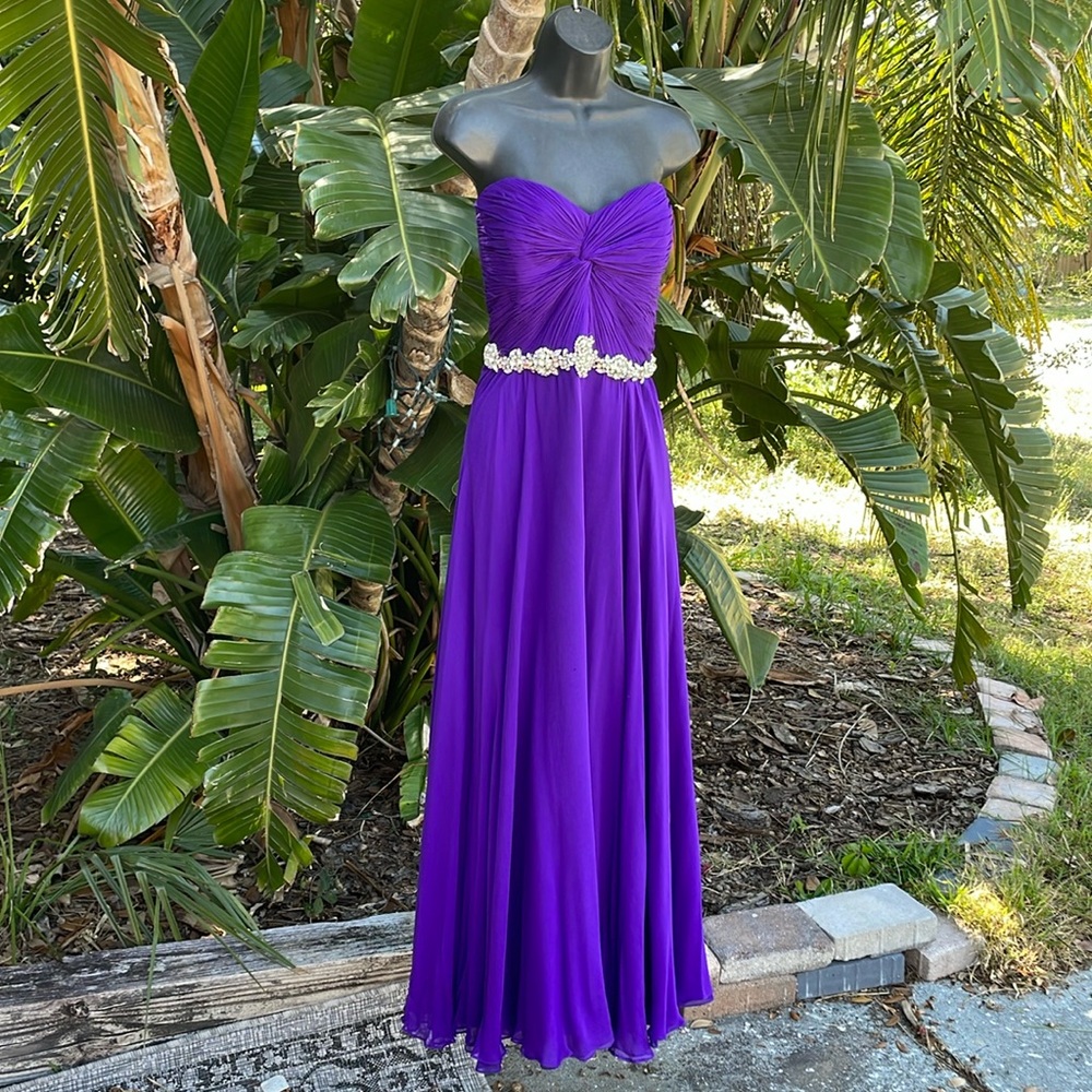 jovani strapless silk dress with incredible rhinestone waist and circle …